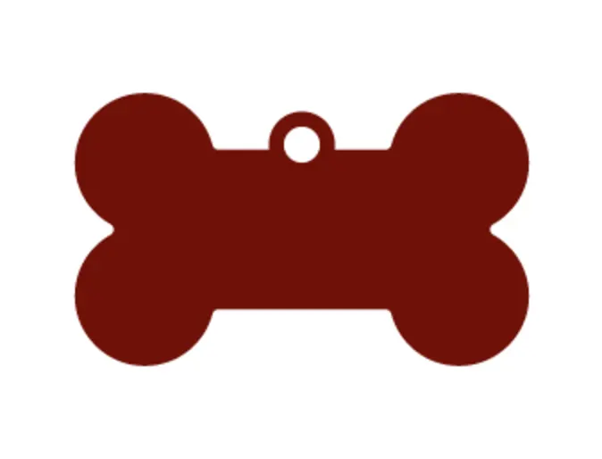 Silohuette Maroon image of an animal collar dog tag.